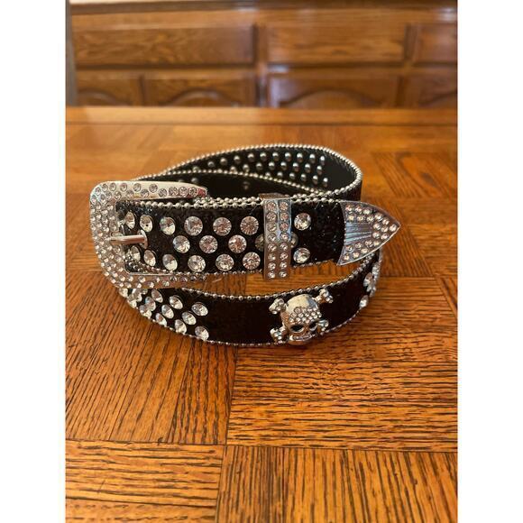 No Brand Accessories - Rhinestone Glitter SKULL belt 44.5” long